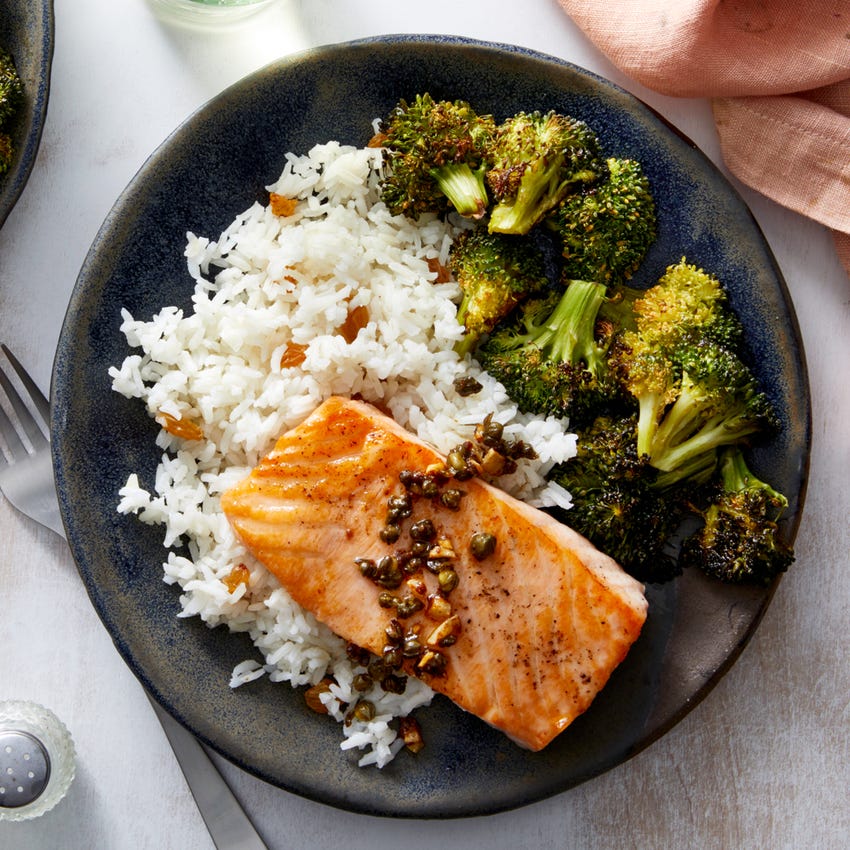 Salmon over rice